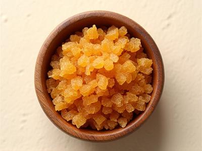 Somali Frankincense resin granules in a small wooden bowl